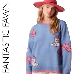 FANTASTIC FAWN NEW SEQUIN COWGIRL BOOTS SWEATER